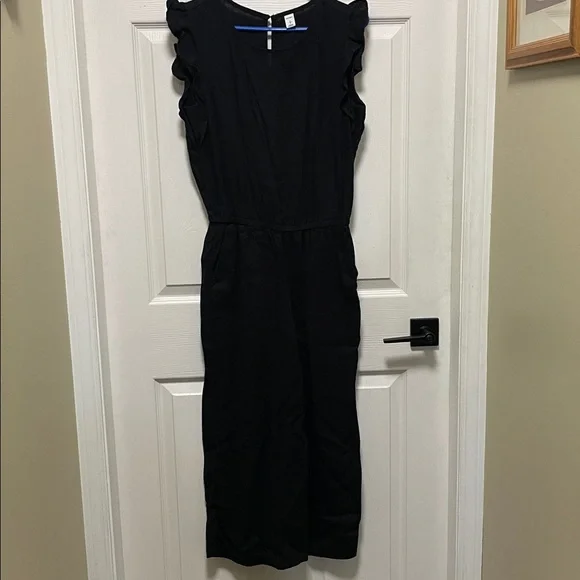 Old Navy | Black | Ruffle | Linen Blend |Sleeveless | Cropped | Romper  | Size S - Picture 2 of 16
